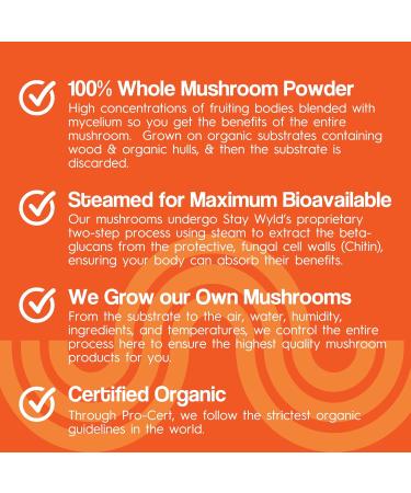 Stay Wyld Organics - Cordyceps Mushroom Capsules 100% Canadian Mushrooms Supplements for Energy Immunity & Vitality Organic Mushroom Supplement - 90 Capsules Pouch - Buy Online on GoSupps.com