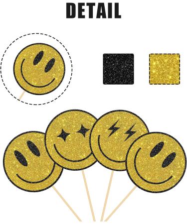 Maicaiffe Smile Face Cupcake Toppers Hippie First Birthday Cupcake Toppers Kids Birthday Wedding Party Dessert Decors Smile Face Hippie Party Decorations 24Pcs Glitter - Buy Online on GoSupps.com