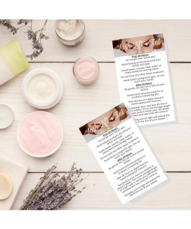 Lash Lift + Tint Aftercare Instruction Cards - 50 Pack | DIY Eyelash Kit Supplies | White Design - 2x3.5 inches - Buy Online on GoSupps.com