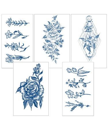 A Set Of 5 Sheets Inkbox Temporary Tattoos Temporary Tattoos For Women Temporary Tattoos Adult Tattoos Temporary Realistic Semi-Permanent Tattoos Waterproof And Long-Lasting 2 Weeks