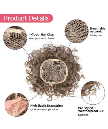 Rpeixya Hair Part Bun with Elastic Cord - Stylish Gray-Brown Ponytail Chignon for Women | Lure Dutt Curly Shaft Accessory - Buy Online on GoSupps.com