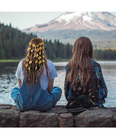 Sunflower Hippie Headband for Women - Floral Crown Headdress for Wedding, Baby Shower & Photoshoot - Buy Online on GoSupps.com
