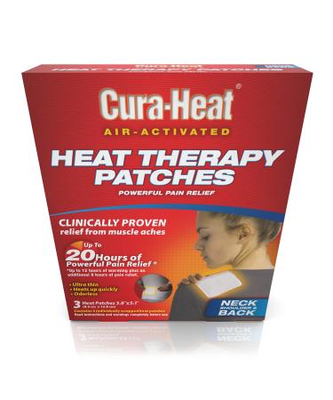 Cura Heat Multi-Purpose Therapeutic Heat Wrap (3 Count) Soothes Relaxes Relieves and Unlocks Tight Muscles White (01100D)