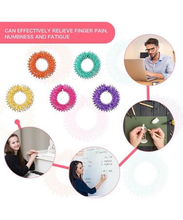 Blulu 50-Piece Acupressure Rings Set for Teens & Adults - Spiky Sensory Finger Massager & Stress Reducer - Orange, Yellow, Purple, Green, Rose Red - Buy Online on GoSupps.com