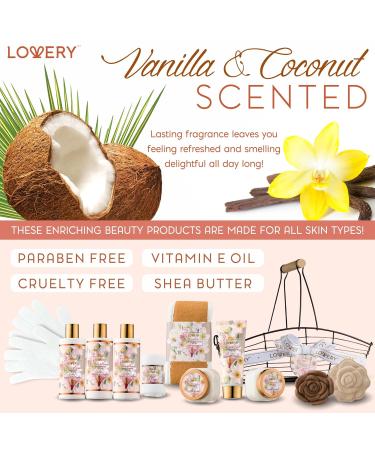 Vanilla Coconut Bath and Body Gift Set - 13pc Spa Gift Basket for Women and Men | Perfect Birthday Gifts for Mom - Buy Online on GoSupps.com