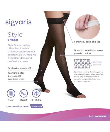 Buy SIGVARIS Women's EVERSHEER 780 Open Toe Thigh Highs w/ Grip-Top | 30-40mmHg Compression Stockings - International Shipping Available - Buy Online on GoSupps.com