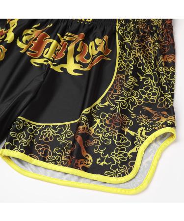QinCiao Muay Thai Shorts for Men and Women - Black Medium | MMA Gym Boxing Kickboxing Fitness Trunks - Buy Online on GoSupps.com