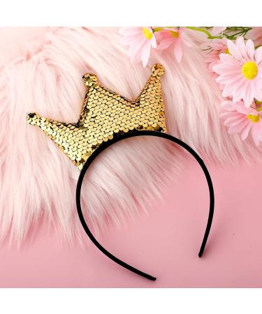 WLLHYF Sequins Crown Headband Glitter Crowns Hair Band Gold Hair Hoop Hair Accessories for Girls Women Birthday Christmas Party - Buy Online on GoSupps.com