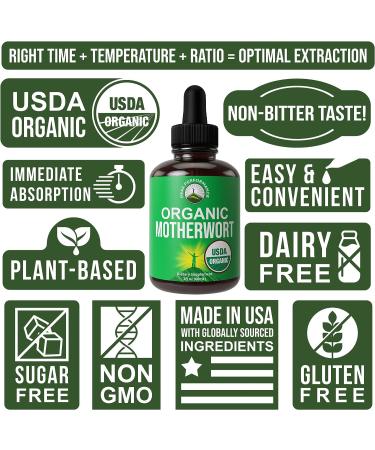Organic Motherwort Extract Liquid Drops | Vegan Herbal Supplement for Calm & Menstrual Relief - Endocrine Health Support for Women & Men - Buy Online on GoSupps.com