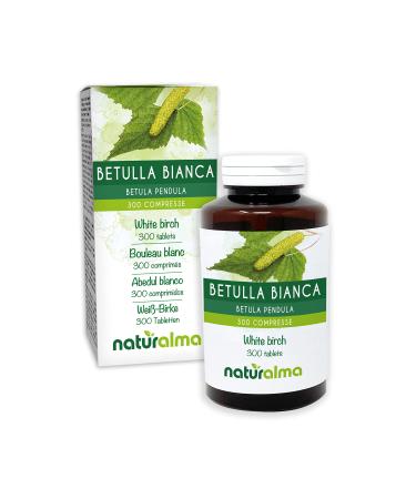 White Birch or Warty Birch (Betula Pendula Alba or Verrucosa) Leaves Naturalma 150 g 300 Tablets Food Supplement Natural and Vegan