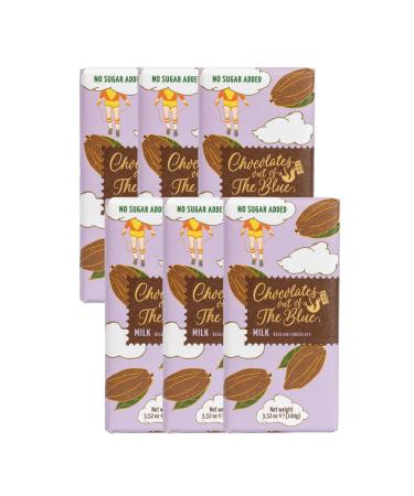 Chocolates out of the Blue | No Sugar Added Belgian Milk Chocolate Bars | 100g x 6 bars