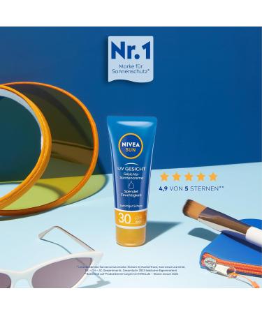 Nivea Sun Protection & Care Face Cream SPF 30 - 50ml | Immediate Sun Protection & 24h Moisture for Face Neck & Cleavage - Buy Online on GoSupps.com