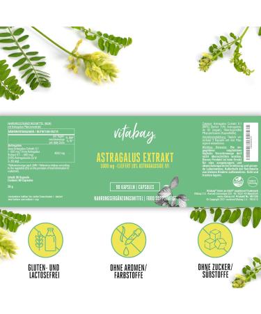Vitabay Astragalus Extract 180 Vegan Capsules - 1600mg High Dose 10% Polysaccharides Lab-Tested Quality - Buy Online on GoSupps.com