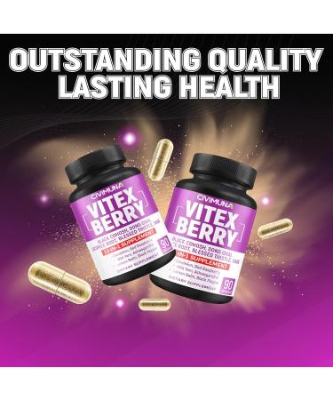 CIVIMUNA Vitex Berry Extract Capsules with Vitex Berry Black Cohosh Root Dong Quai Root and More - 90 Capsules for 3 Months Supply - Buy Online on GoSupps.com