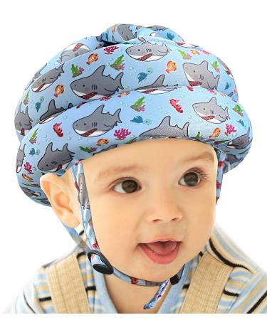 Baby Head Protector Baby Helmet for Crawling Walking Head Protection for Baby - No Bumps and Soft Cushion Infant Baby Safety Headguard I Toddler Helmets 1-2 Years Old 6-12 Months Shark