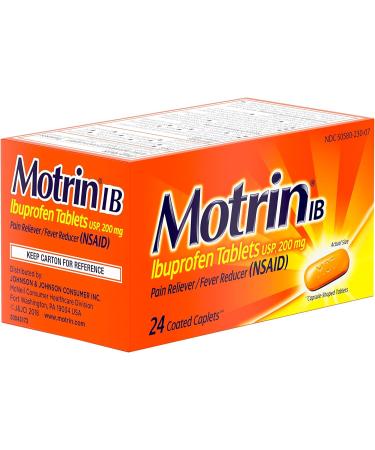 Motrin IB 200mg Tablets - Fever, Muscle Aches, Headache & Back Pain Relief - 24 Ct - Buy Online on GoSupps.com