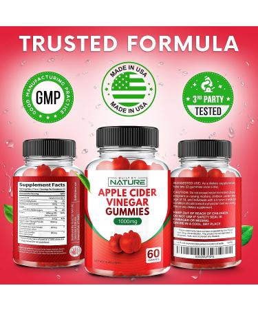 Apple Cider Vinegar Gummies 1000mg - Immune Health & Weight Management - Vegan, Non-GMO, Gluten-Free - 60 Gummies - Buy Online on GoSupps.com