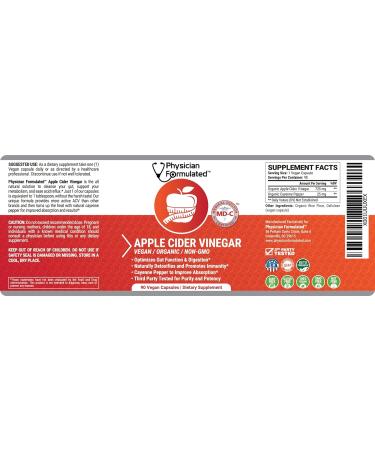 Organic Apple Cider Vinegar Capsules 750mg with Cayenne Pepper for Fast Detox - 90 Capsules - Buy Online on GoSupps.com