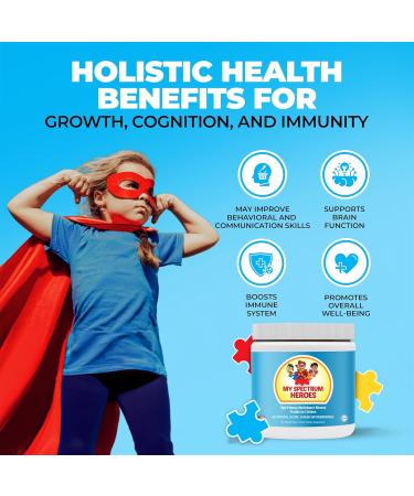 My Spectrum Heroes Kids Powder Multivitamin - Powder Supplement Better Absorption Non-GMO Non-Gluten No Artificial Ingredients - Neural Help for Children on The Spectrum - 30 Servings Unflavored - Buy Online on GoSupps.com