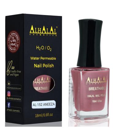 Halal Nail Polish - Nail Varnish Polish Soak Off Gel Nail Paint Art Polish - Water Permeable Red White Nail Enamel- Glossy Halal Gel Nail Polish Vegan and Cruelty-Free (AL-152 ANEEZA)