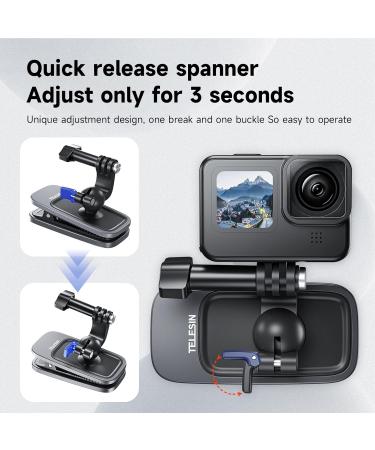 Telesin Upgrade Backpack Holder for GoPro Hero 11/10/9/8/7/6/5/4 & Insta360 X3/One X2 DJI Osmo Action 2 - Fast Clip 360 Compatibility - Buy Online on GoSupps.com