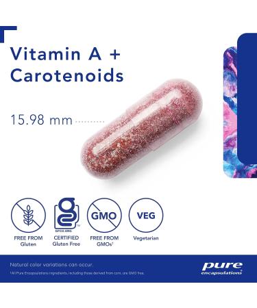 Pure Encapsulations - Vitamin A + Carotenoids (Lutein Zeaxanthin and Astaxanthin) - Hypoallergenic Supplement - 90 Capsules - Buy Online on GoSupps.com