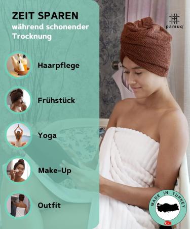 Buy Pamuq 100% Cotton Hair Turban Set - Quick-Drying Brown Towel with Buttons - 2 Series Hair Drying Towels for Effortless Style - Buy Online on GoSupps.com