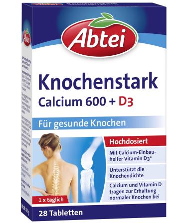 Abbey of bone -strong calcium 600 + D3 - high dose - dietary supplement for healthy bones - gluten -free lactose -free suitable for vegetarians - 1 x 28 film -coated tablets NEW 28 (1 Pack)