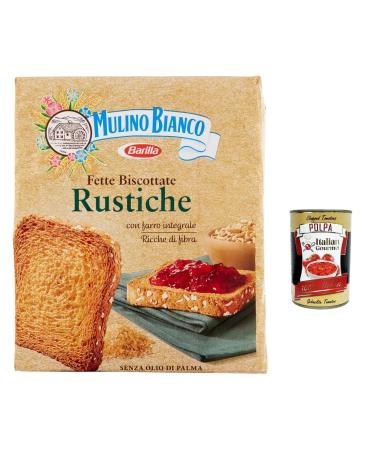 Mulino Bianco Biscottate Le Rustiche Lot of 12 biscuits Biscottate 315 g + Pulp Italian Gourmet Pulp 400 g