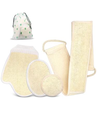Beisela Exfoliating Loofah Back Body Scrubber Natural Bath Sponge Pads Shower Loofa Body Glove for Face  Back & Body  Eco-Friendly Non-toxic Loofah for Women and Men