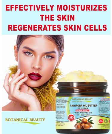 Botanical Beauty Andiroba Oil Butter - Raw Pure Natural Virgin Unrefined Cold-Pressed 16 Fl Oz | Nourish Face Skin Body Hair Lips & Nails - Rich in Vitamin E & C - Buy Online on GoSupps.com