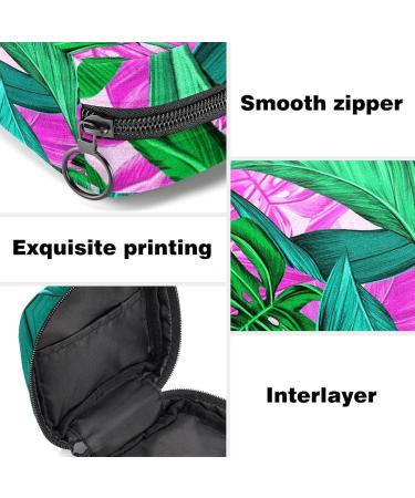 Tropical Green Leaves Portable Menstrual Bag | Stylish Storage for Teens & Women | Zippered Cup Pocket - Buy Online on GoSupps.com