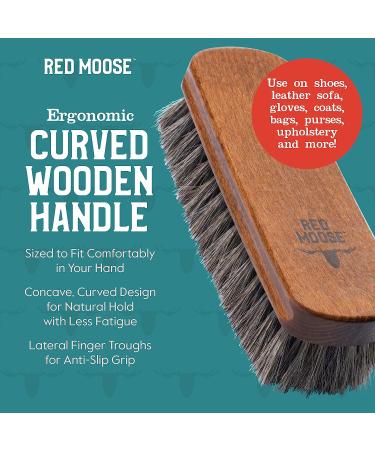 Horsehair Shoe Brush for Leather Boots Shine - Red Moose Medium - 5.9 x 1.96 - Buy Online on GoSupps.com