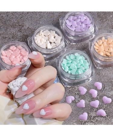 6 Colors 3D Heart Nail Charms- Light Change Design Acrylic Heart Nail Gems Decals Heart Nail Rhinestone Flat Resin Nails Accessories Jewelry Decorations for Women Girls Nail Art DIY - Buy Online on GoSupps.com