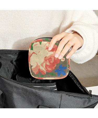 Watercolor Red Flower Period Bag - Sanitary Napkin Storage & Makeup Travel Pouch - Buy Online on GoSupps.com