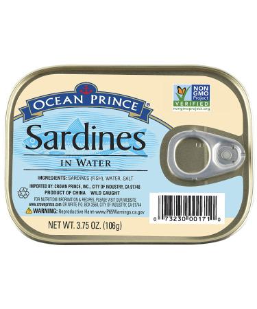 Ocean Prince Sardines in Water 3.75 oz Cans - Pack of 12 | Premium Quality Seafood - Buy Online on GoSupps.com