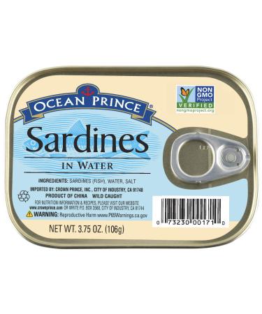 Ocean Prince Sardines in Water, 3.75 Ounce Cans (Pack of 12) Water 3.75 Ounce (Pack of 12)