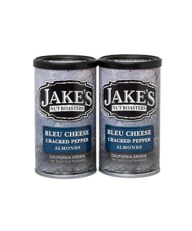 Jake's Nut Roasters - Bleu Cheese Cracked Pepper Almonds (2 Pack) Whole Dry Roasted Seasoned Almonds - High-Protein Snack with a Bleu Cheese & Black Pepper Flavor Bleu Cheese Cracked Pepper 7 Ounce (Pack of 2)