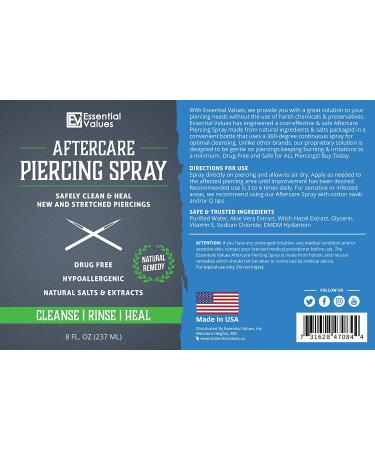 Piercing Aftercare Spray 2 Pack (8 oz) - Natural & Gentle - Made in USA - Buy Online on GoSupps.com