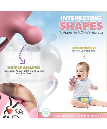 Little Pixy Silicone Baby Teether Toy for 0-6 Months | Hand Pacifier & Chew Toy for Newborns | Sensory & Car Seat Toy in Pink - Buy Online on GoSupps.com