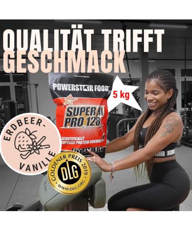 Powerstar Super Hi Pro 128 - 5kg Multi-Component Protein Powder | 79% Protein | Strawberry-Vanilla Flavor | Ideal for Muscle Building & Recovery - Buy Online on GoSupps.com