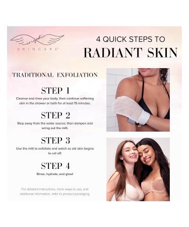 Seraphic Skincare Divine Glow Exfoliating Mitt - 2pcs | Vegan Dye-Free & Bleach-Free Korean Body Exfoliator for Self-Tan Removal & Keratosis Pilaris - Buy Online on GoSupps.com
