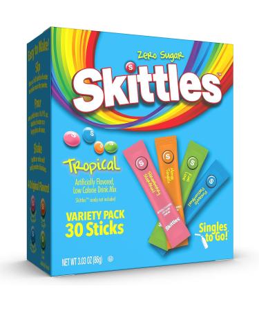 The Jel Sert Company Skittles Singles to Go Drink Mix Variety Pack Sugar Free - 30 Sticks & Skittles Singles To Go Tropical Flavors Variety Pack - Buy Online on GoSupps.com