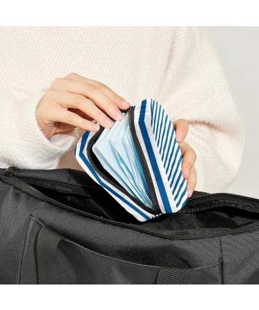 Blue & White Stripes Sanitary Napkin Storage Bag | Menstrual Cup & Nursing Pad Holder | Portable Period Pouch for Women & Teen Girls - Multi-Colored | 1Pc - Buy Online on GoSupps.com