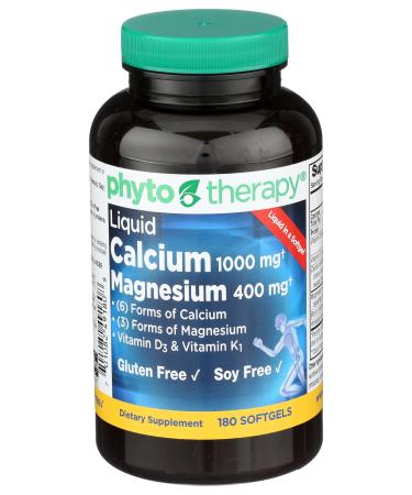 Phyto-Therapy Liquid Calcium with Magnesium Softgels 1000 mg 180 Count