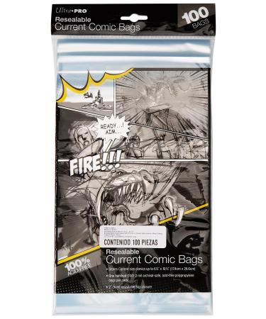 Ultra Pro Resealable Current Size Comic Bags 2-Mil Polypropylene 6-78 X 10 Inches (100-Count)
