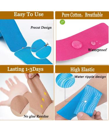 Kinesiology Tape Precut - 2 Rolls 5cmx10M | K Tape Hypoallergenic Waterproof 80 Precut Strips In Total Physio Elastic Sports Tape Pain Relief Adhesive for Muscles Elbow Knee & Shoulder Sports | Skincolor - Buy Online on GoSupps.com