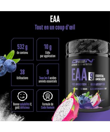  GEN GERMAN ELITE NUTRITION EAA Powder 532g (38 servings) - The 9 essential amino acids including histidine & BCAAs - Human Code formula - Very good so - Buy Online on GoSupps.com