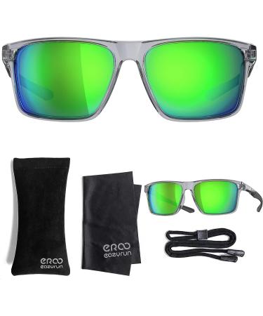 EAZYRUN HD Polarized Sunglasses for Men & Women | Running, Cycling, Fishing & Driving | Clear Grey/Yellow Green | Outdoor Sports Sunglasses - Buy Online on GoSupps.com