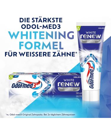  Odol-med 3 Odol-med3 White ReNEW Toothpaste up to 3 times more effective* forms a protective shield for long-lasting white teeth*** 4 x 75 ml - Buy Online on GoSupps.com